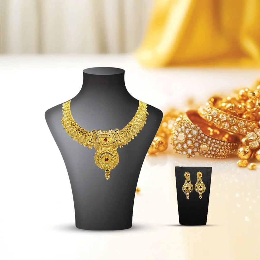 Minimalist One-Gram Gold-Plated Necklace Set Lightweight and Elegant.