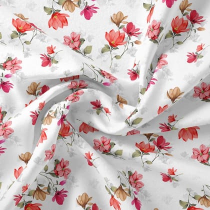 Hawaiian Iris Flower Repeat Pattern Digital Printed Fabric - Upada Silk