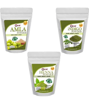 OEHB 100% Natural Amla,Henna and Indigo Powder 300g Each 50g(Pack of 6)