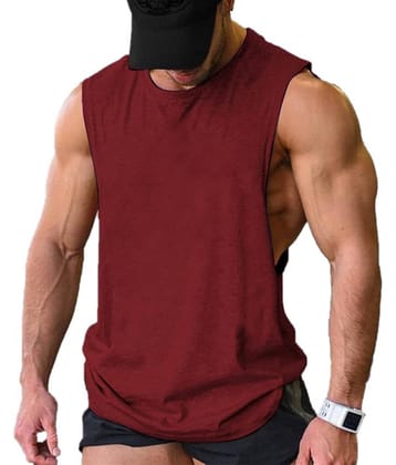 THE BLAZZE Pack of 1 Cotton Blend Gym Vest For Men ( Brown )