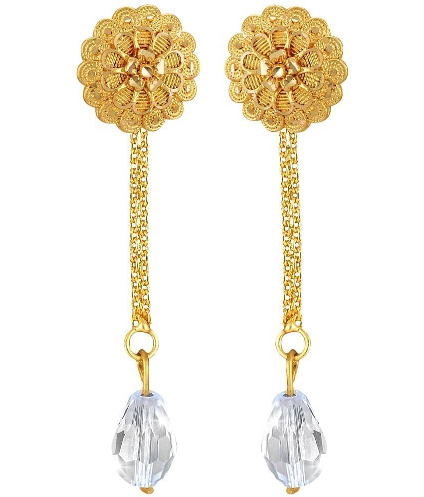 Vighnaharta Golden Drop Earrings ( Pack of 1 )