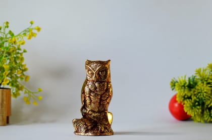 Brass Owl Decor Showpiece (Color - Golden, Size - 5H *3L*2.5B) by Snova Enterprises