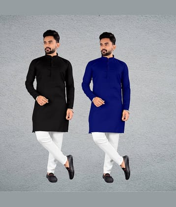 FRELURO Muticolor Cotton Blend Men's Regular Kurta ( Pack of 2 )