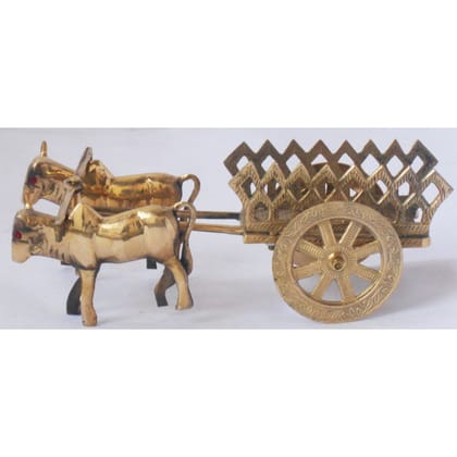 Brass Showpiece Bull Cart Statue, Height : 3.5 Inch (ZMAS356 D)