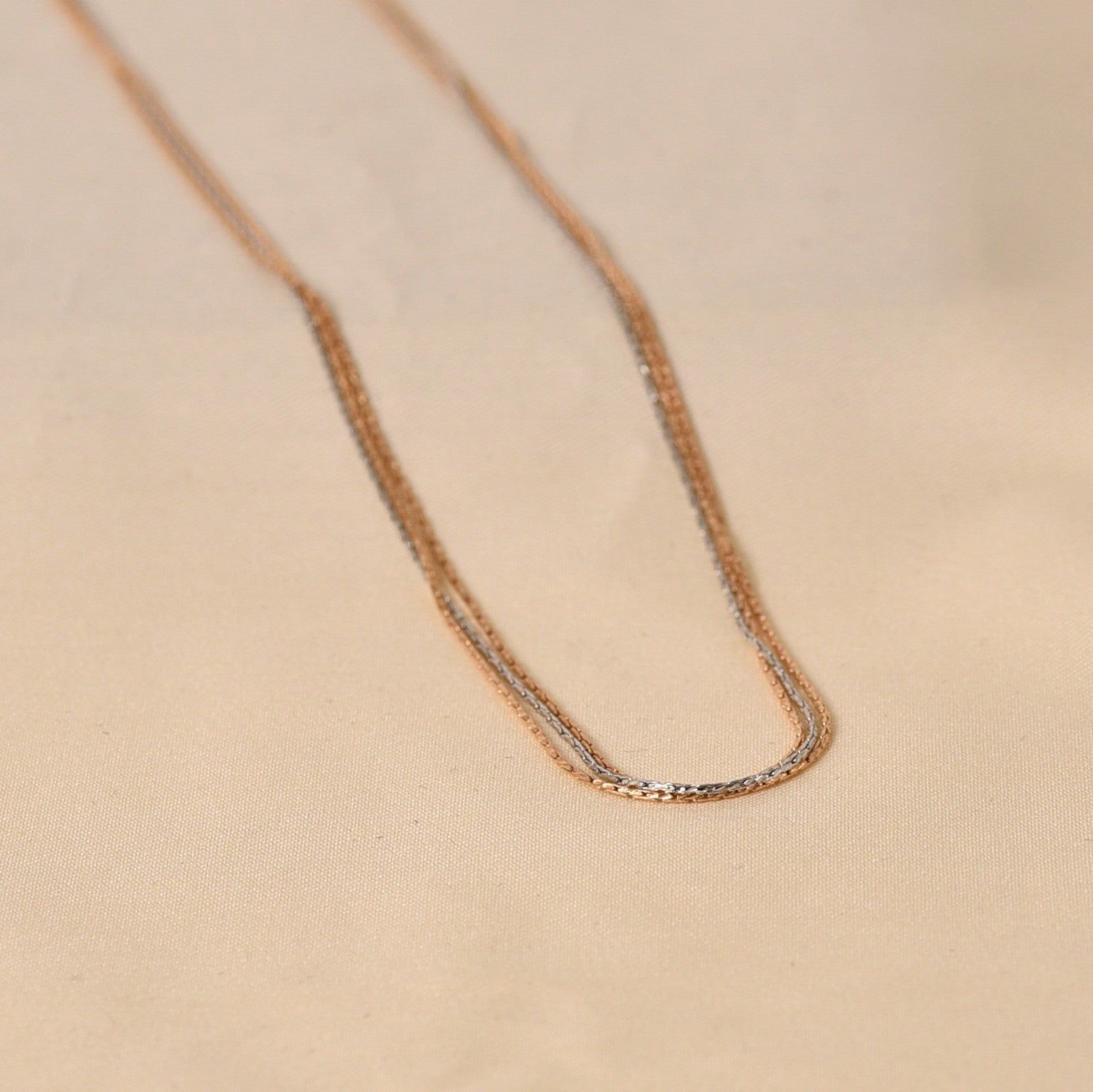 3-Line Necklace - 20" Rhodium + Rose Gold-Mix