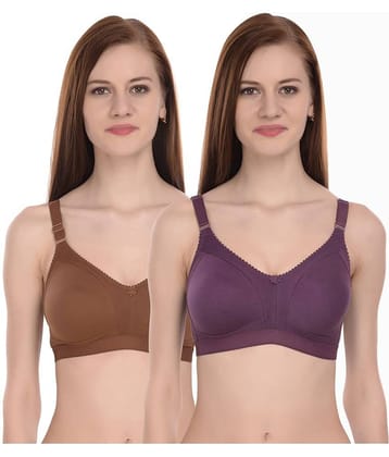 Elina Pack of 2 100% Cotton Non Padded Women's T-Shirt Bra ( Multicolor )