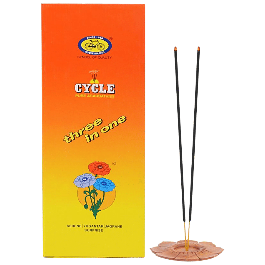 Cycle Three In One Agarbatti, 3 Signature Fragrances, Lily, Floral, Woody, 120 G Carton