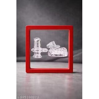Crystal Glass Shivling with Nandi Idol Combo | Decorative Spiritual Showpiece for Home Temple & Gifting