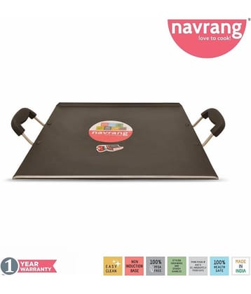 Navrang Non Stick Aluminium Square Patri Tawa 330mm,Black Hammertone -Non Induction