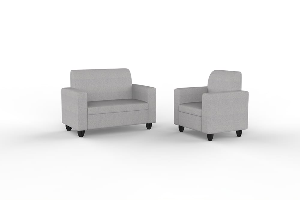 Wakeup India Cuddlr Premium Fabric Sofa Set | 2 Seater Sofa | Pocket Spring Cushion | Padded Cushioned Armrest | Polished Plastic Leg (Grey, Seating-2) | 1 Year Warranty
