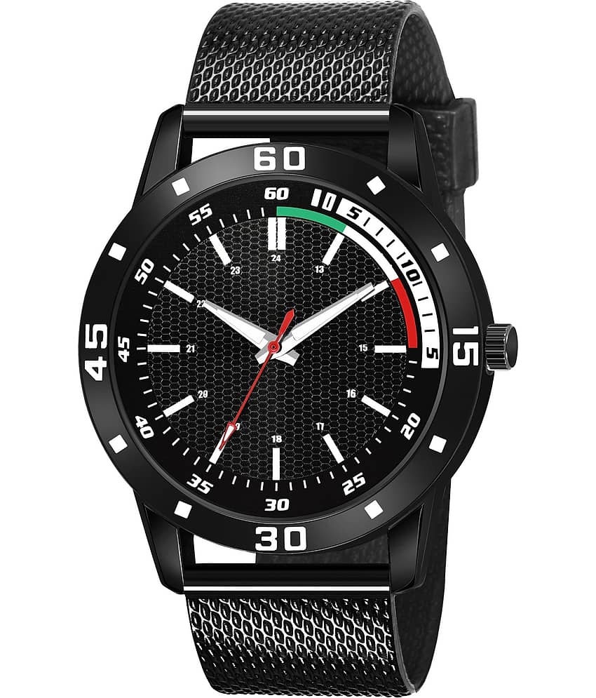 AQUA BLISS Black PU Analog Men's Watch