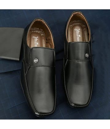 John Karsun Black Men's Slip On Formal Shoes