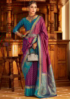 Orchid Purple Woven Banarasi Soft Silk Saree