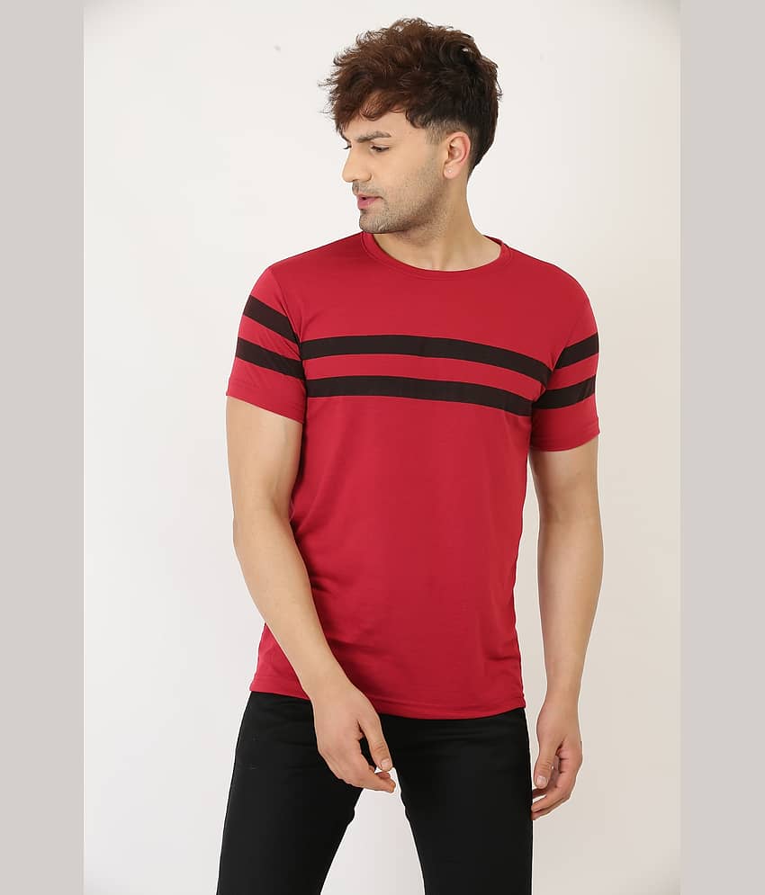 Leotude Pack of 1 Cotton Blend Regular Fit Men's T-Shirt ( Maroon )