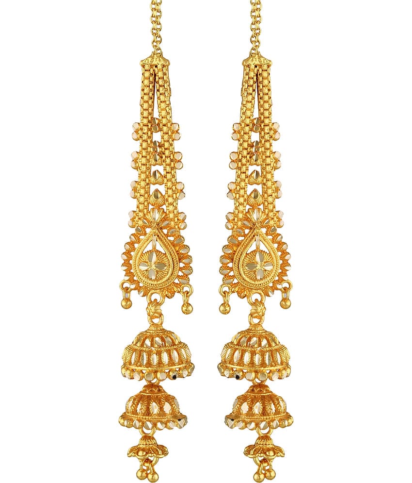 Vighnaharta Gold Jhumki Earrings ( Pack of 1 )