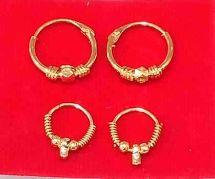 Stylish Fancy Party Wear Wedding Bridal Daily Use Gold Earrings Stud Bali 2 Pair