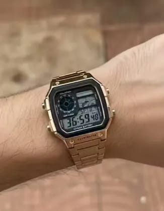 Unisex Analog Digital Watch Gold Metal Strap Dual Display Stylish Wrist Watch Unisex Analog Digital Watch Gold Metal Strap Dual Display Stylish Wrist Watch