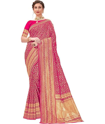Sariya Jacquard Woven Saree With Unstitched Blouse Piece ( Purple )
