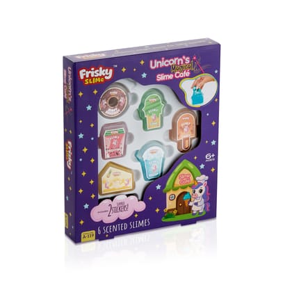 Unicorn’s Magical Slime Café – Frisky Premium Scented Slime Set for Kids (Pack of 6 Dessert-Themed Slimes + 2 Free Stickers), Age 6+ Unicorn’s Magical Slime Café – Frisky Premium Scented Slime Set for Kids (Pack of 6 Dessert-Themed Slimes + 2 Free Stickers), Age 6+