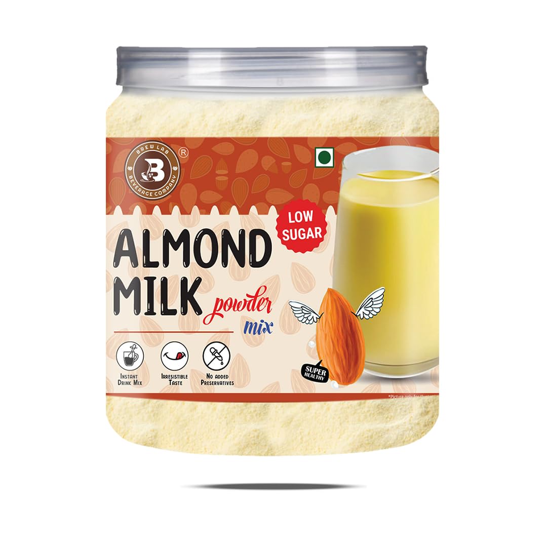 Brew Lab Almond Milk Powder Mix-Low Sugar | Super Healthy Instant Drink Mix | (250 g)