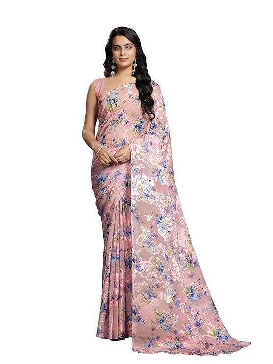 Garden Vareli Viscose Brasso Floral Print Saree