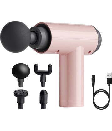 Retailstore Gun Massager with 4 Heads Pink Battery Operated Massagers