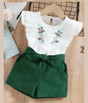 VELION Pack of 1 Baby Girls Rayon Top With Shorts ( Green )