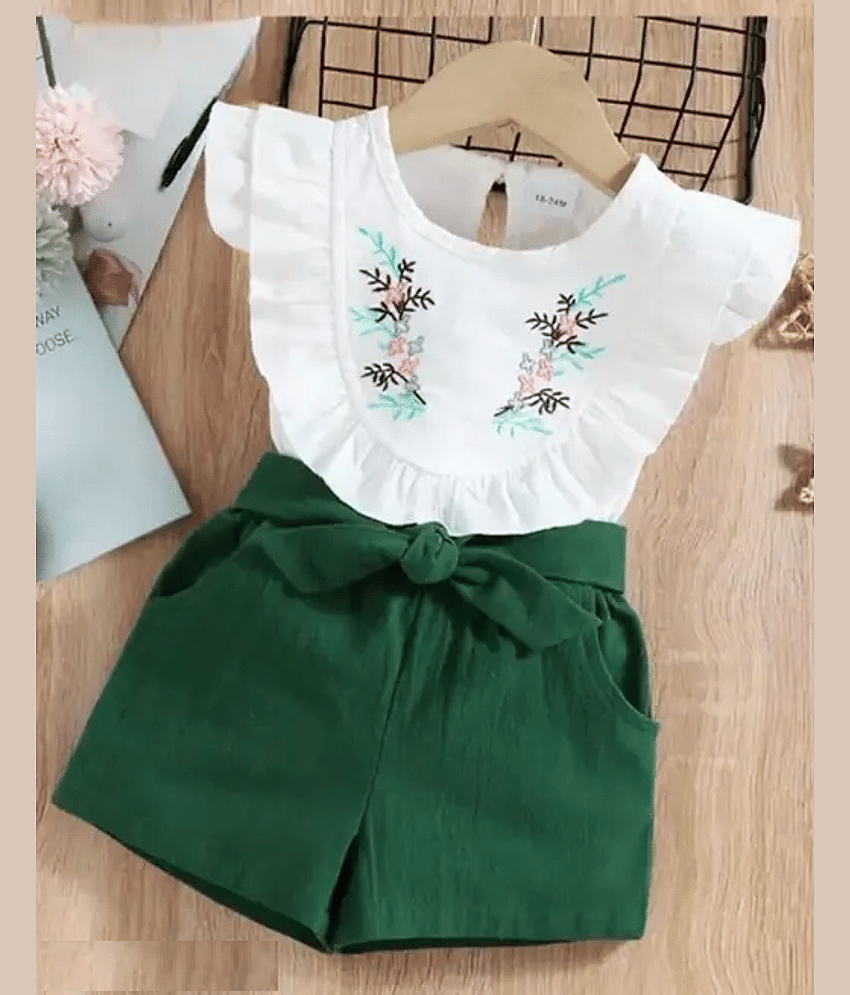 VELION Pack of 1 Baby Girls Rayon Top With Shorts ( Green )