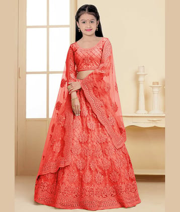 piludi Net Lehenga Choli Set For Girls ( Pack of 1 , Pistachio )