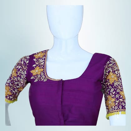 Purple Maggam Work Designer Blouse | Hand-Embroidered Floral Motifs | Ethnic Party Wear Purple Maggam Work Designer Blouse | Hand-Embroidered Floral Motifs | Ethnic Party Wear