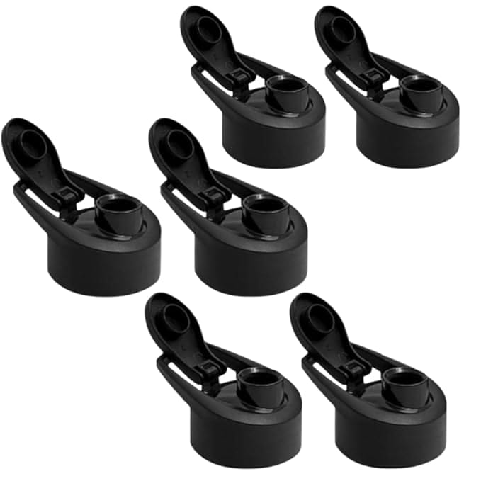 Blazetron 46mm Sipper Bottle Cap Replacement Water Bottle Lid, Black Plastic, Flip-Top Design (8)