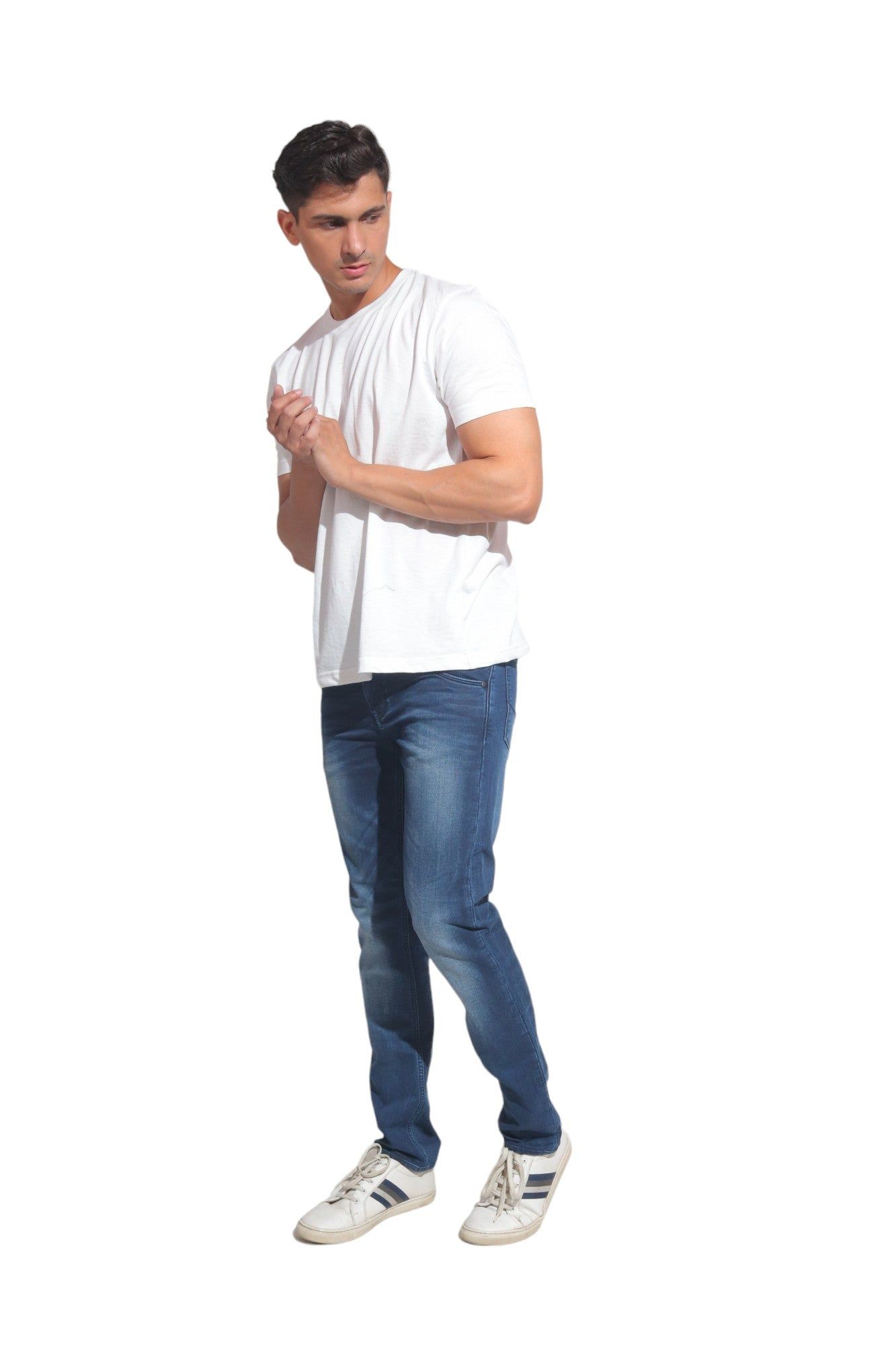 Kinnko Premium Cotton Mens White Plain T-Shirt