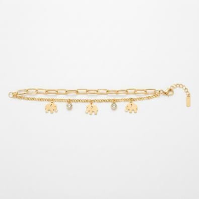 Layered Elephant Charm Bracelet | Gold-Tone Anti-Tarnish Imitation Jewellery