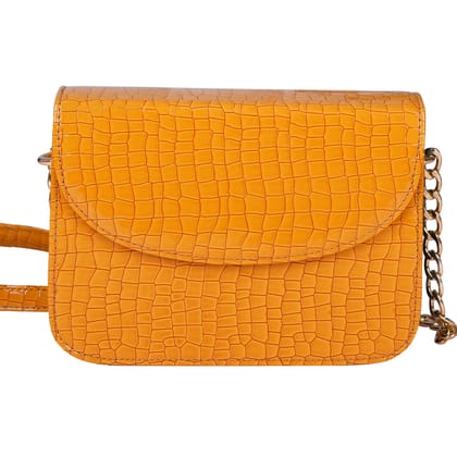 The Wallet Store Premium Brick Style Leather Sling Bag - Yellow