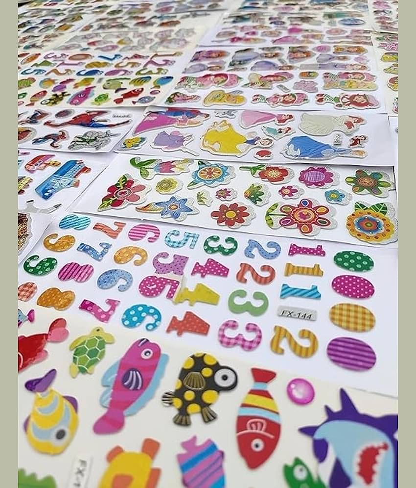 Eclet Cartoon Puffy 3D PVC Cute Mix Stickers Funny for Kids On Gifts (20 Sheet), removable C