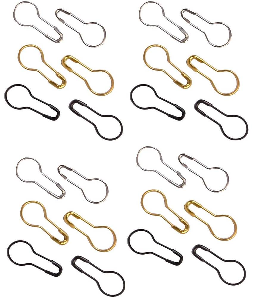 Pear Safety pins, Made of Steel & Brass,75 pcs, Colors (Gold, Silver,Black Metal)