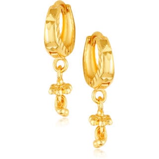 Filigree work Gold Plated alloy Hoop Earring Clip on fancy drop Bali Earring for Women and Girls