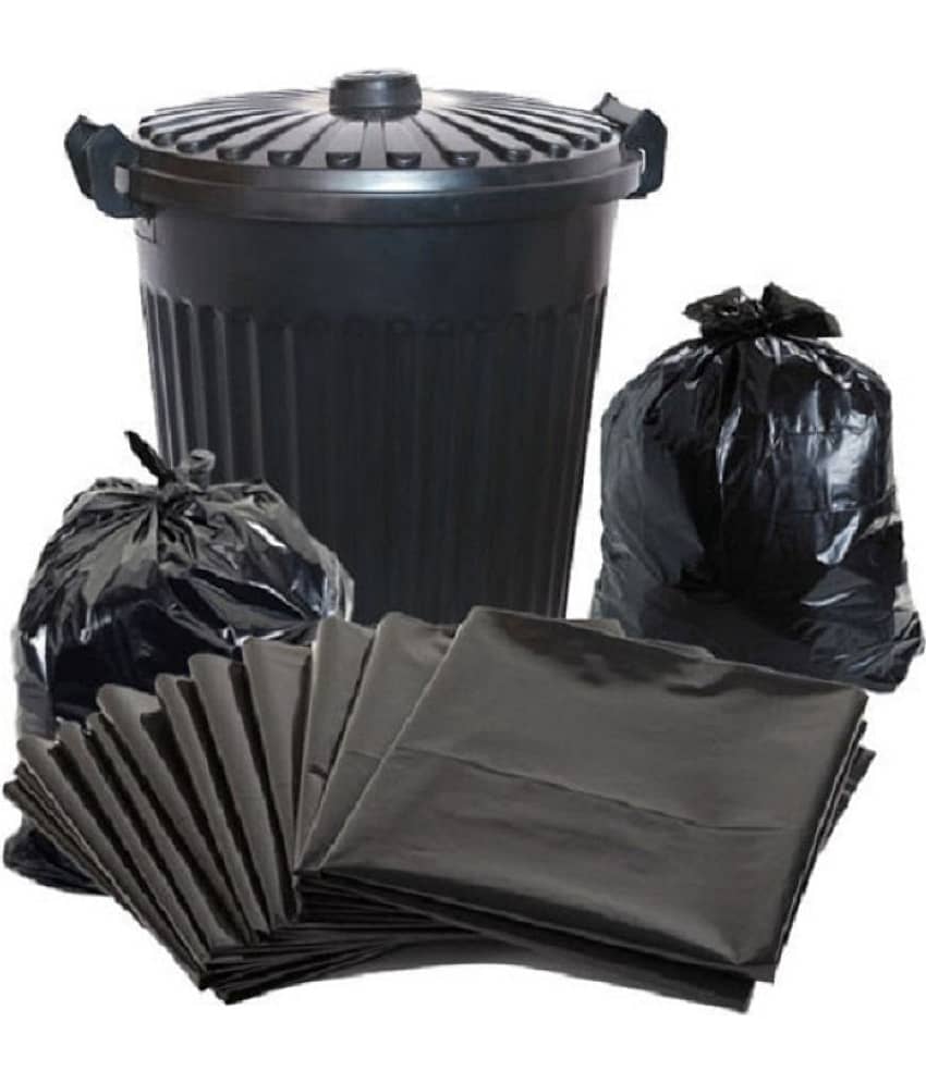 C I- 120 pcs Oxo- Biodegradable Medium Garbage Bags - 4 packs of 30 Pcs - 120 pcs - 19X21 Black Medium Disposable Garbage Trash Waste