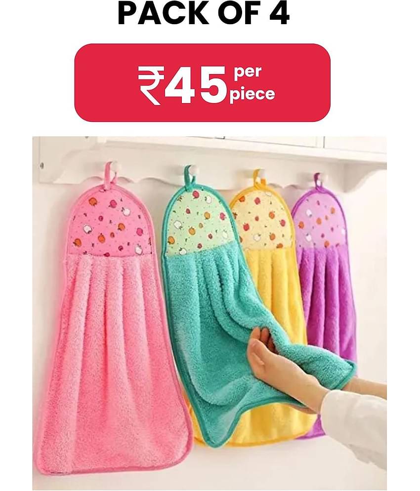 ENTICE Microfibre Solid Hand Towel 351-400 ( Pack of 4 ) - Multicolor