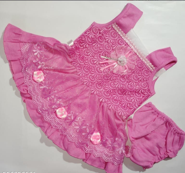 Cute summer clothing for girl child (Pink) with full embroidery work and