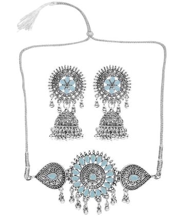 Sunhari Jewels Light Blue German Necklace Set ( Pack of 1 ) - Light Blue