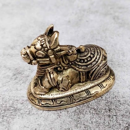 Brass Nandi - 2.5 inch Height | Revered Brass Nandi Statue for Shiva Devotees Brass Nandi - 2.5 inch Height | Revered Brass Nandi Statue for Shiva Devotees