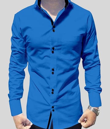 P&V CREATIONS - Blue Cotton Blend Regular Fit Men's Casual Shirt (Pack of 1)