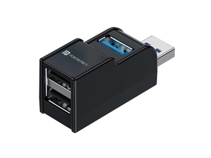 Portronics Mport 3A USB Hub Dock (3-in-1), Multiport Adapter with USB 3.0 & 2-Port USB 2.0, Upto 5 Gbps High Data Transfer Speed for PC, Laptop & Mac (Black)
