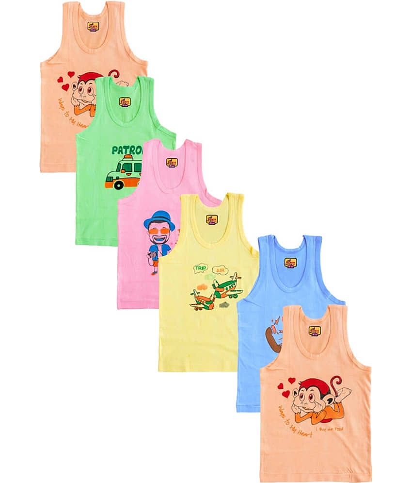 Renox Pack of 6 Boys Cotton Vest ( Multicolor )