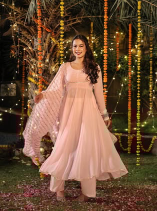 Baby Pink Georgette Suit Set-S