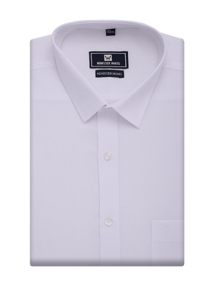 Mens Cotton Regular Fit White Shirt Minister Mono-36 / F/S