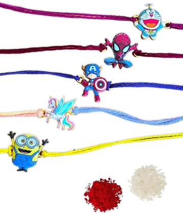 THRIFTKART Kid's Rakhi Multicolour special from cartoon collection Pack of 5