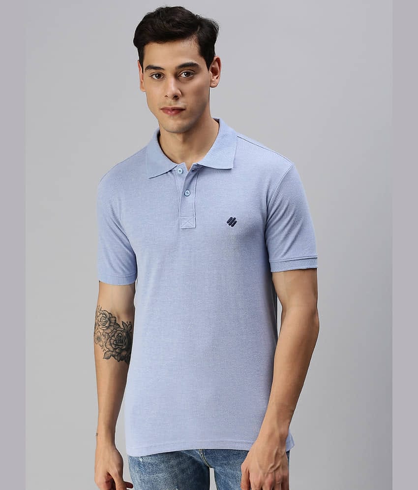 ONN Pack of 1 Cotton Blend Regular Fit Solid Half Sleeves Men's Polo T Shirt ( Blue )