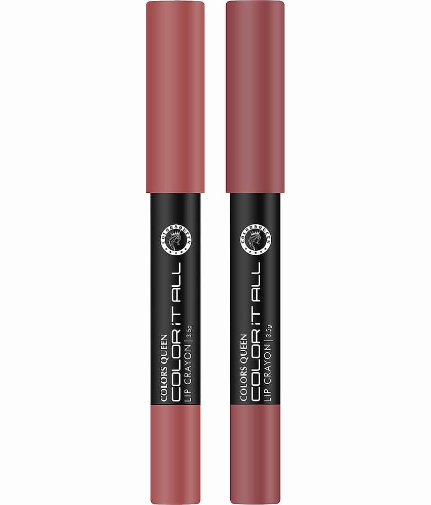 Colors Queen Color It All Non Transfer Matte Lip Crayon 3.5g, Combo of 2